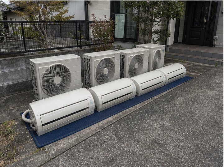 名古屋市の戸建住宅2階の室外機が屋根置きのケースの施工イメージ